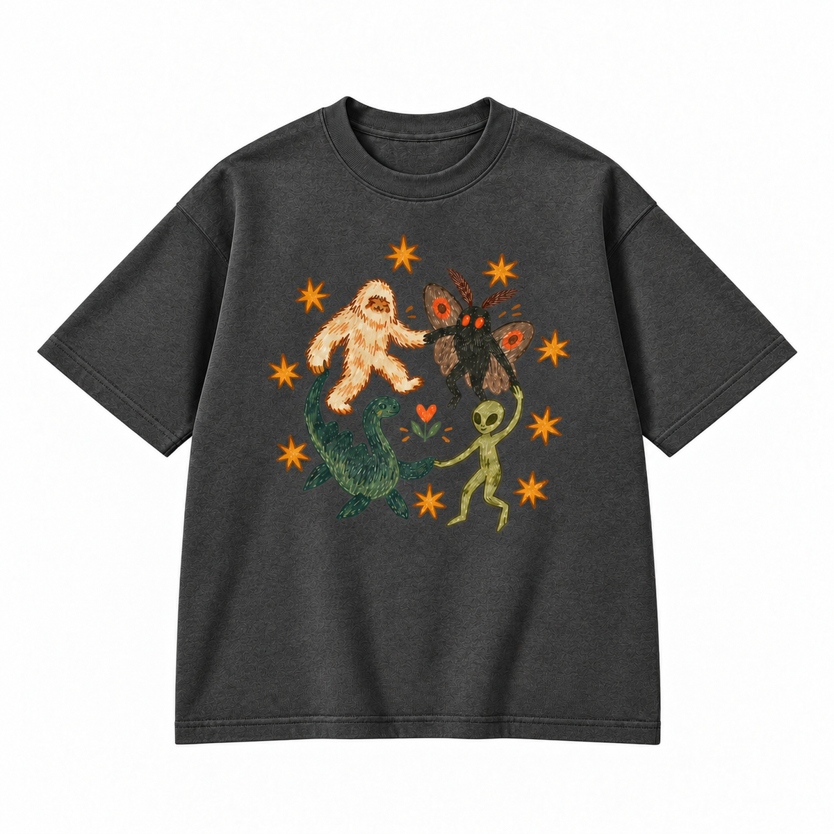 Cryptid Friends Bigfoot Mothman Alien Loch Ness Graphic Apparel