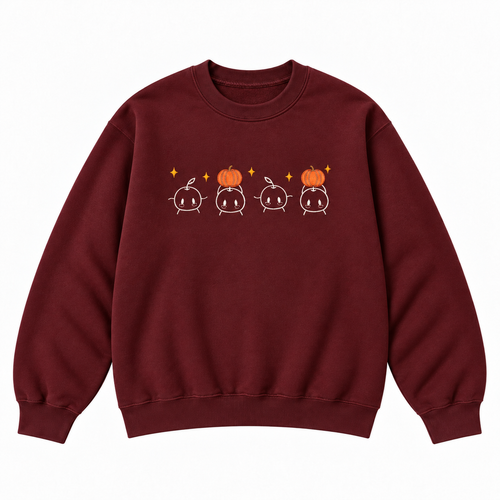 Cute Pumpkin Friends Fall Embroidered Apparel