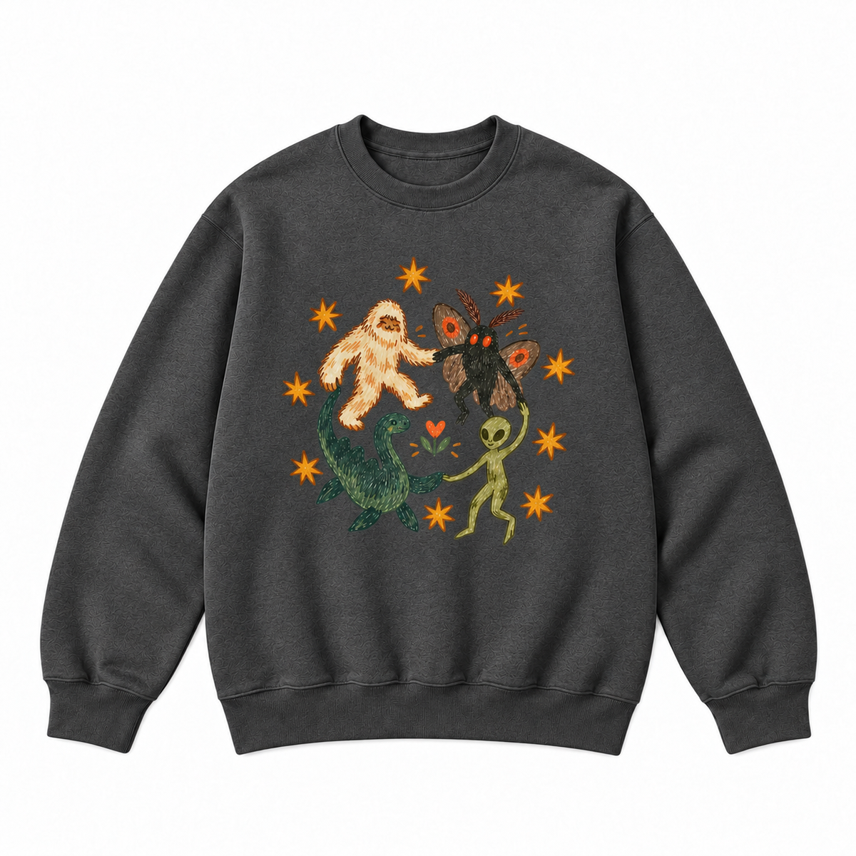 Cryptid Friends Bigfoot Mothman Alien Loch Ness Graphic Apparel