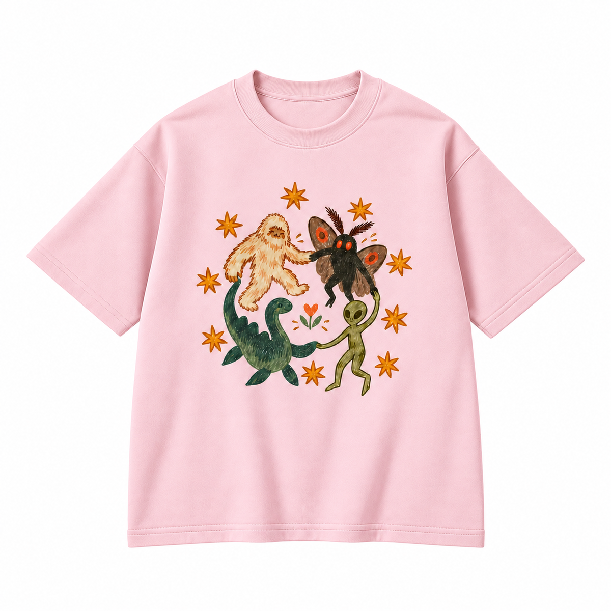 Cryptid Friends Bigfoot Mothman Alien Loch Ness Graphic Apparel
