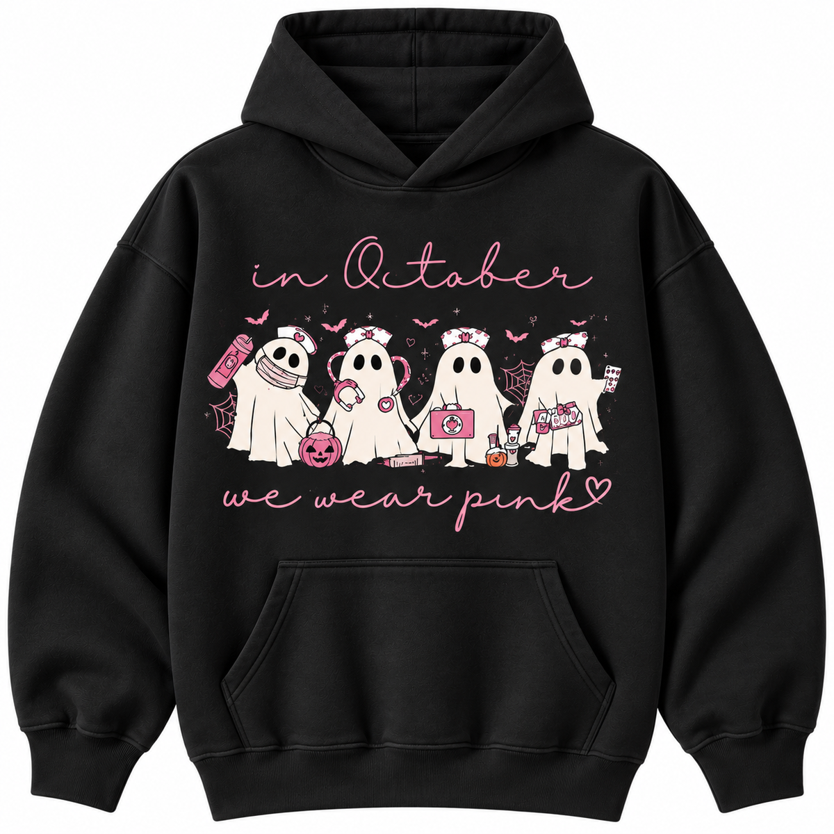 In October We Wear Pink Ghost Nurse Sweatshirt & Hoodie