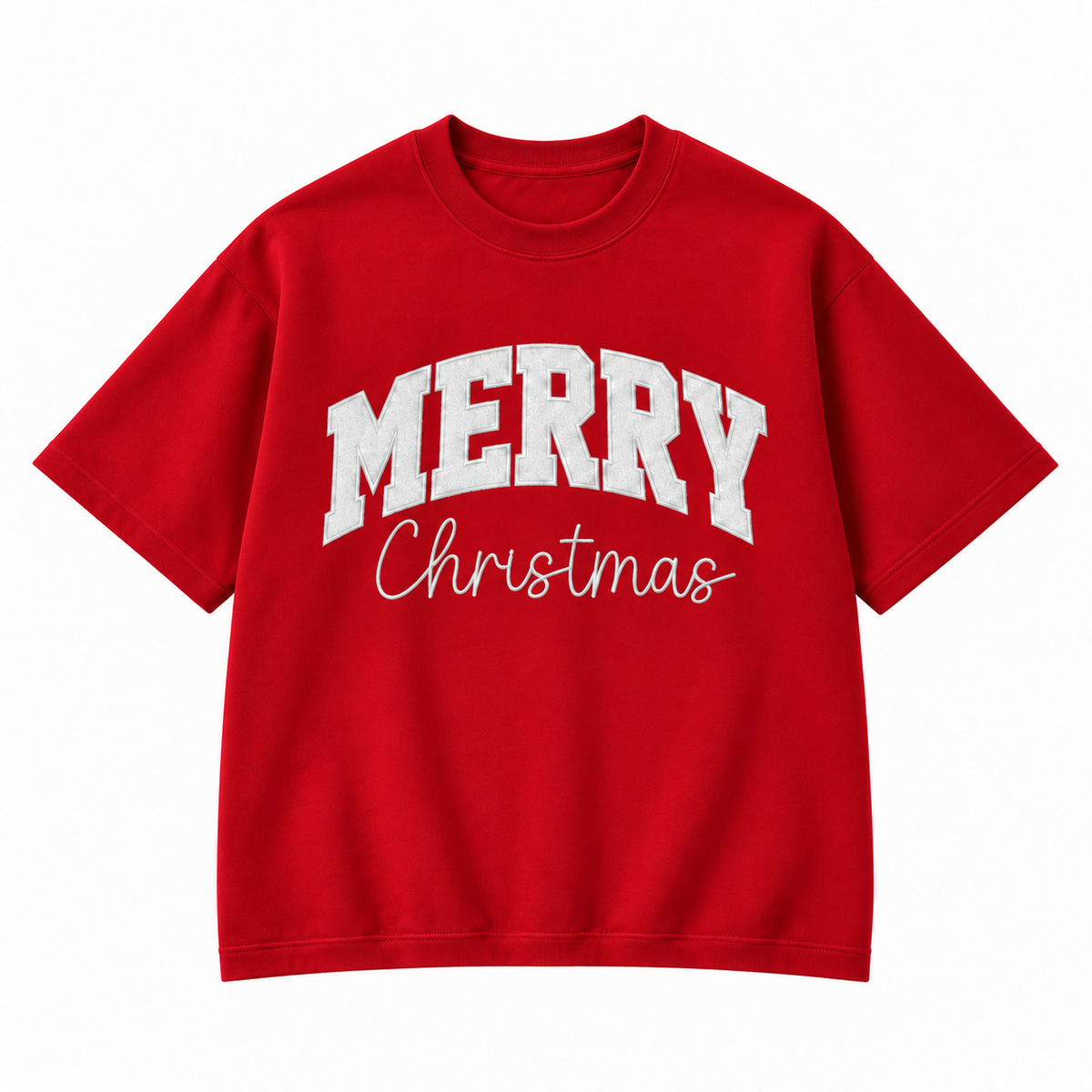 Merry Christmas Glitter Embroidered Holiday Apparel
