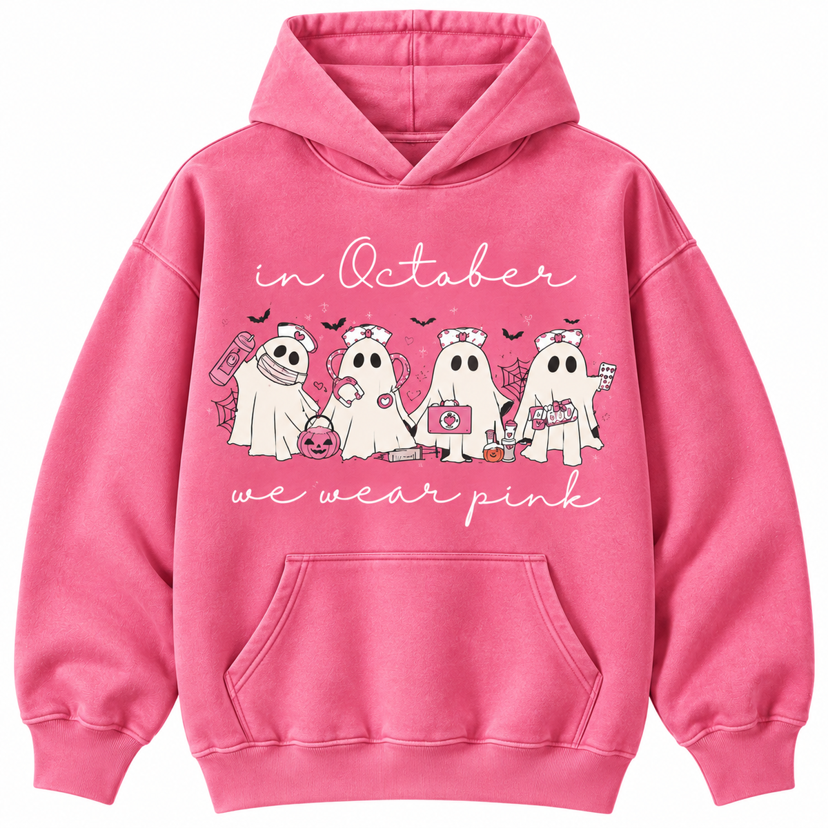 In October We Wear Pink Ghost Nurse Sweatshirt & Hoodie