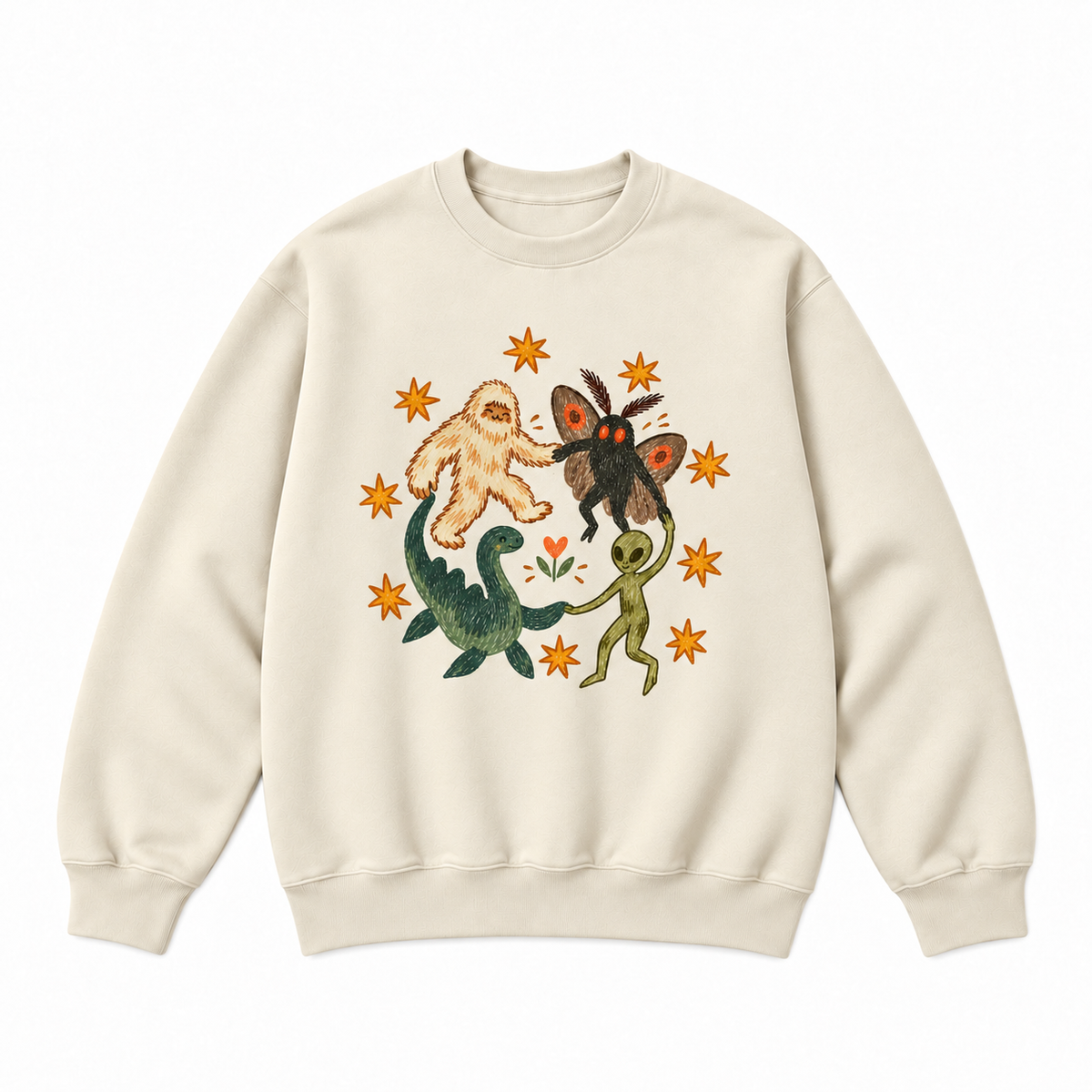 Cryptid Friends Bigfoot Mothman Alien Loch Ness Graphic Apparel