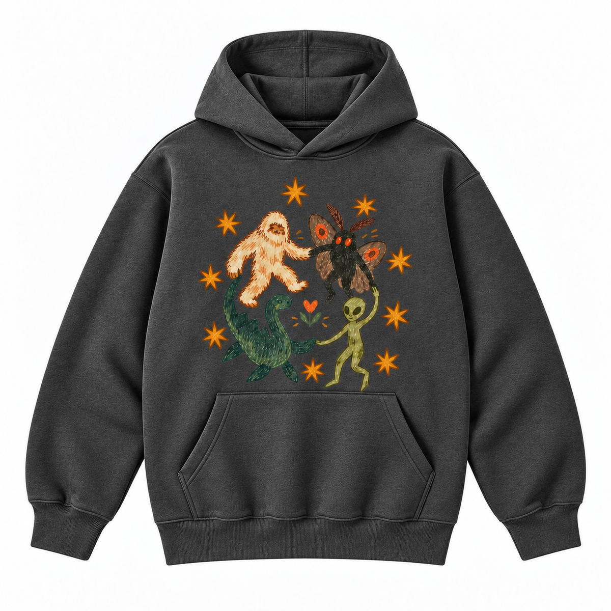Cryptid Friends Bigfoot Mothman Alien Loch Ness Graphic Apparel
