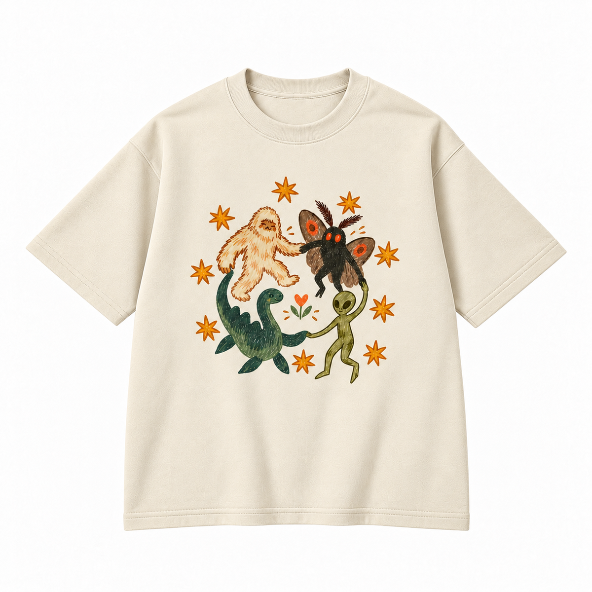 Cryptid Friends Bigfoot Mothman Alien Loch Ness Graphic Apparel