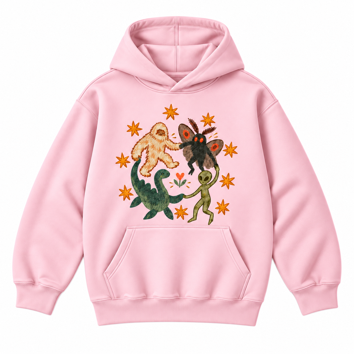 Cryptid Friends Bigfoot Mothman Alien Loch Ness Graphic Apparel