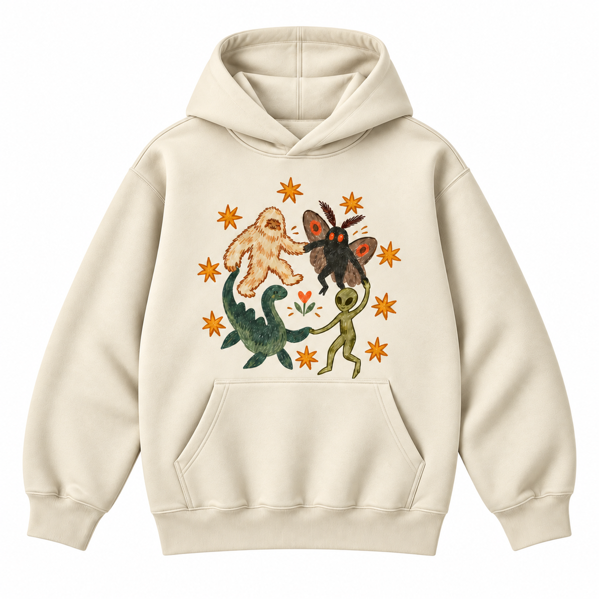 Cryptid Friends Bigfoot Mothman Alien Loch Ness Graphic Apparel