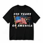 AMERICA 250TH ANNIVERSARY FLAG & FIREWORKS GRAPHIC T-SHIRT
