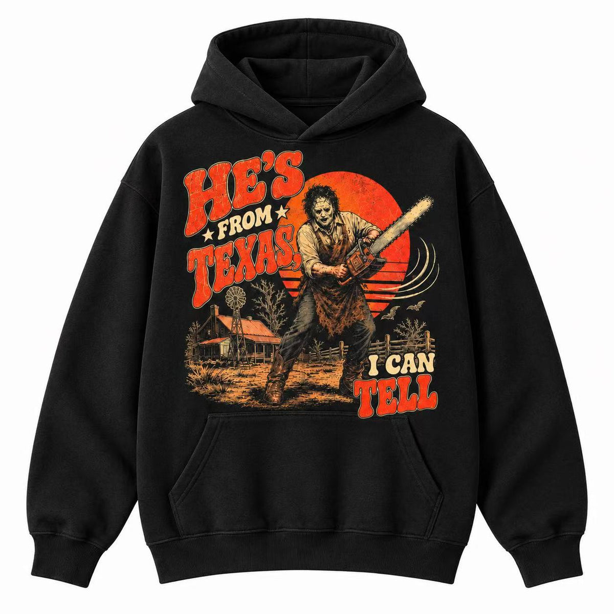 HE’S FROM TEXAS Retro Horror Sweatshirt & Hoodie