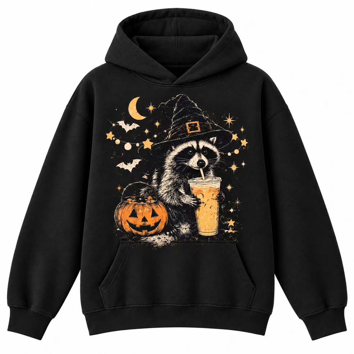 Halloween Raccoon Witch Retro Graphic Apparel