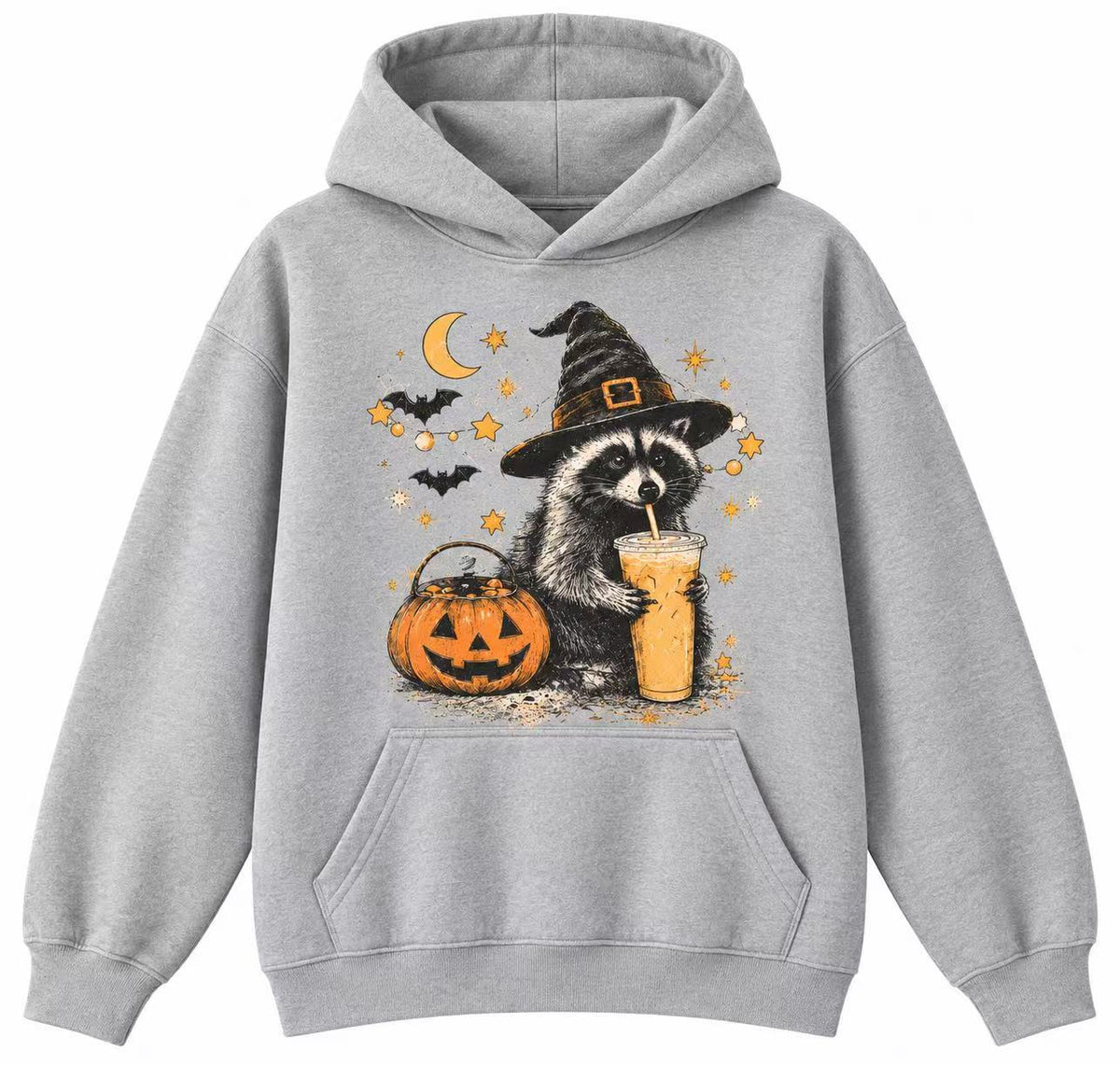 Halloween Raccoon Witch Retro Graphic Apparel
