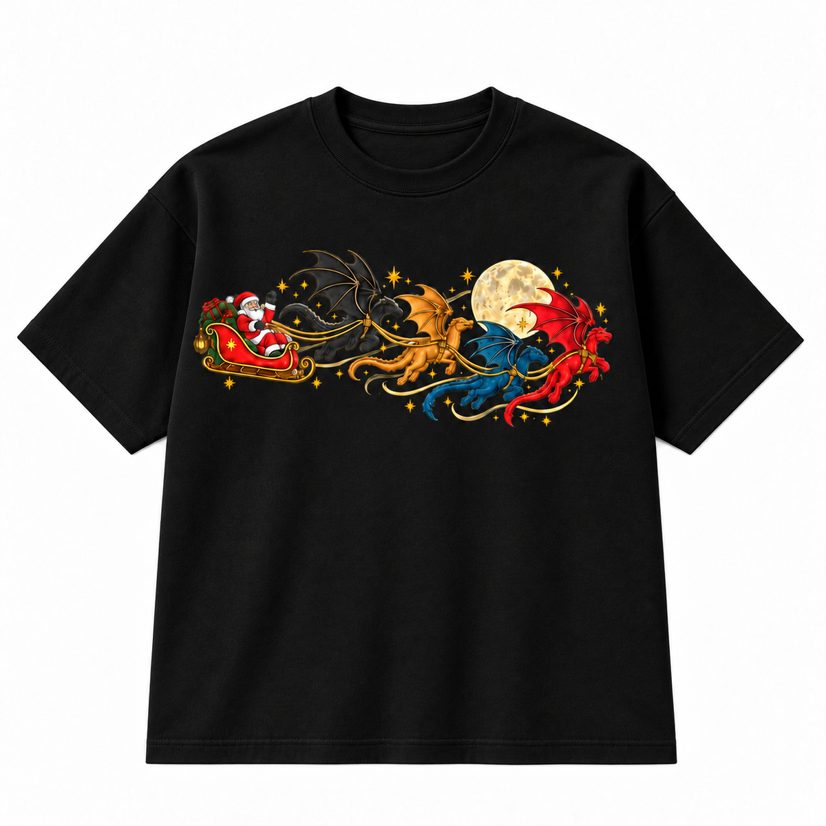 Santa Dragon Sleigh Christmas Graphic Apparel