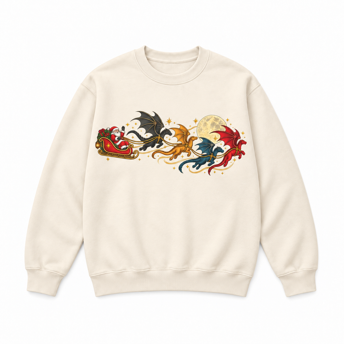 Santa Dragon Sleigh Christmas Graphic Apparel