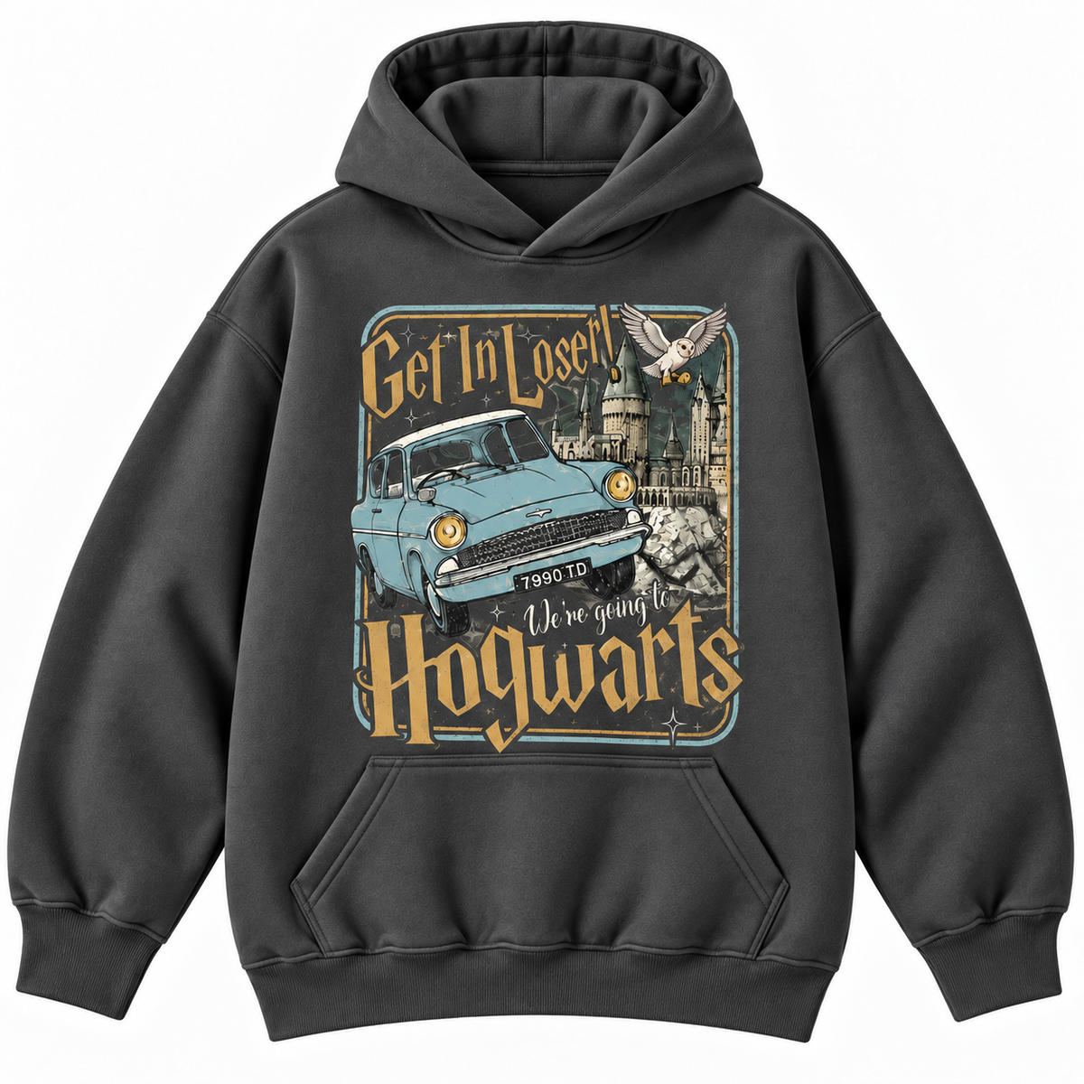 Vintage Magic Flying Car Castle Graphic Apparel