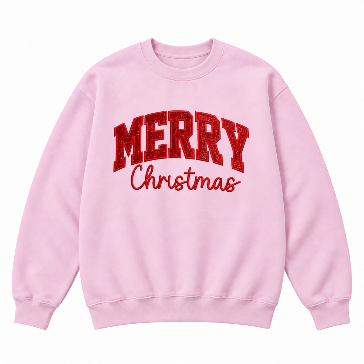 Merry Christmas Glitter Embroidered Holiday Apparel