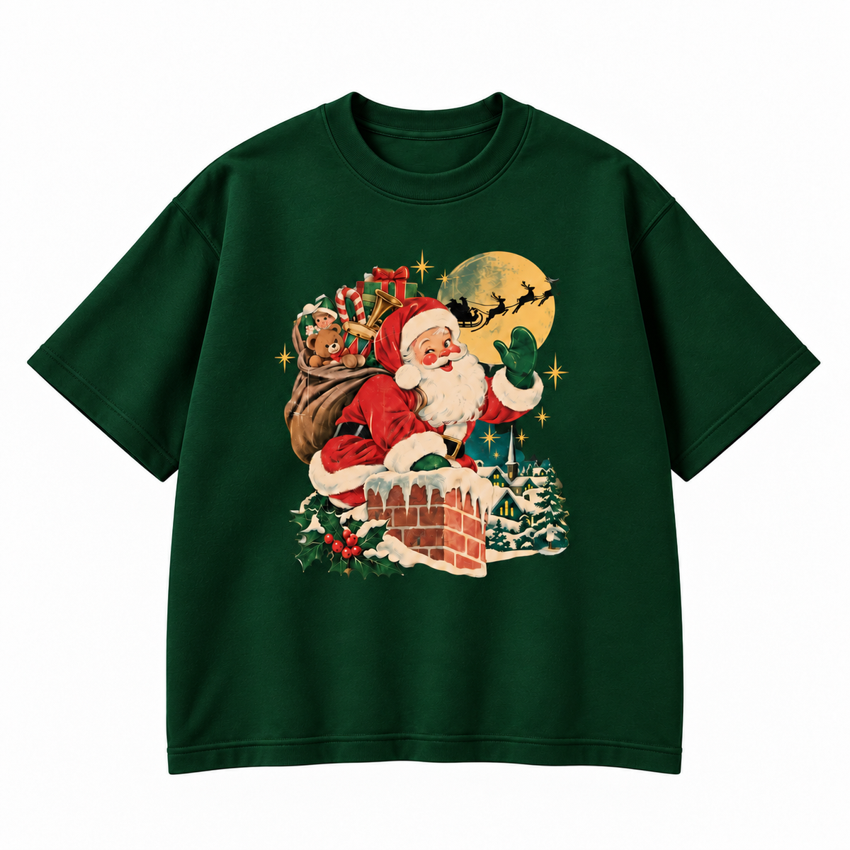 Vintage Santa Christmas Night Graphic Apparel