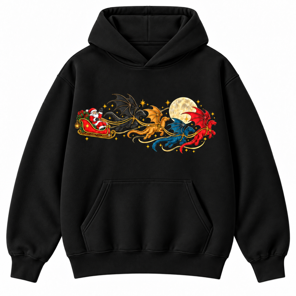 Santa Dragon Sleigh Christmas Graphic Apparel