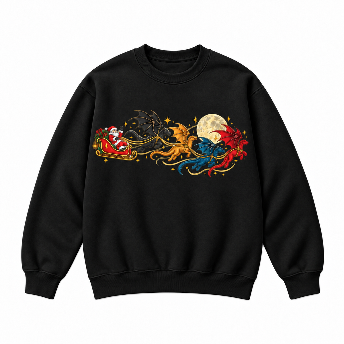 Santa Dragon Sleigh Christmas Graphic Apparel