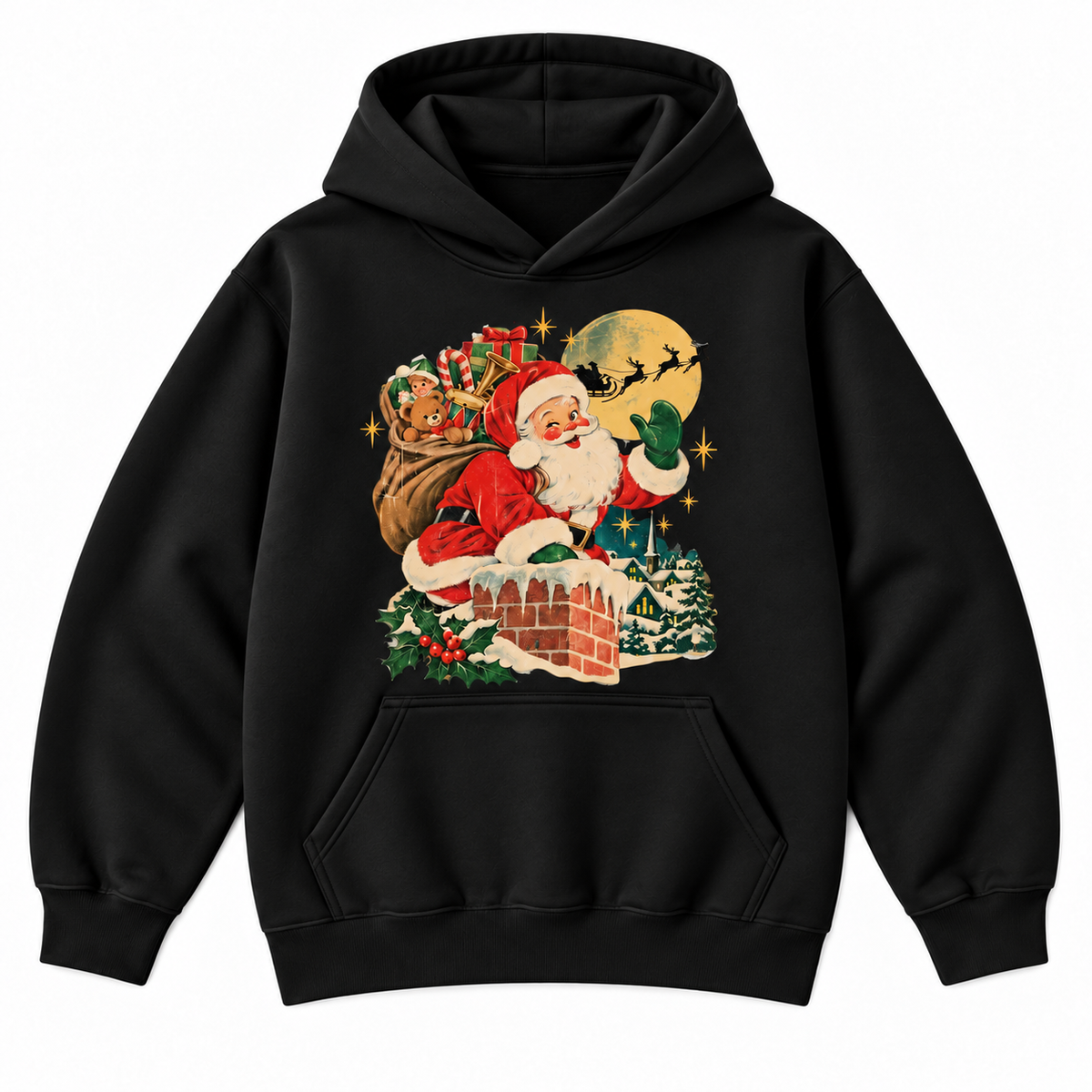 Vintage Santa Christmas Night Graphic Apparel