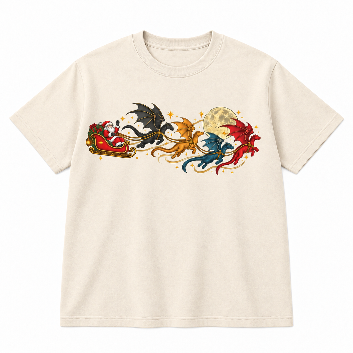 Santa Dragon Sleigh Christmas Graphic Apparel