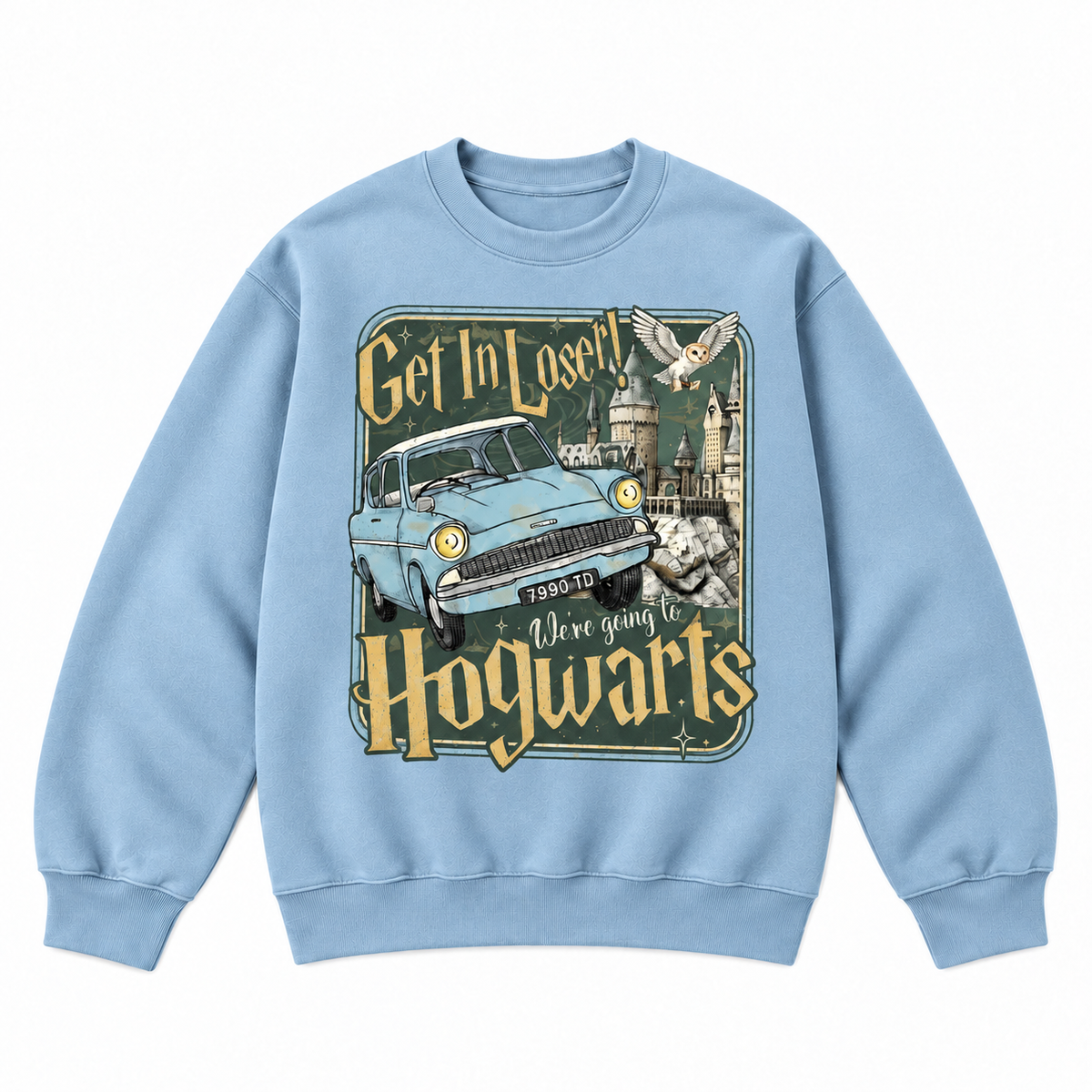 Vintage Magic Flying Car Castle Graphic Apparel