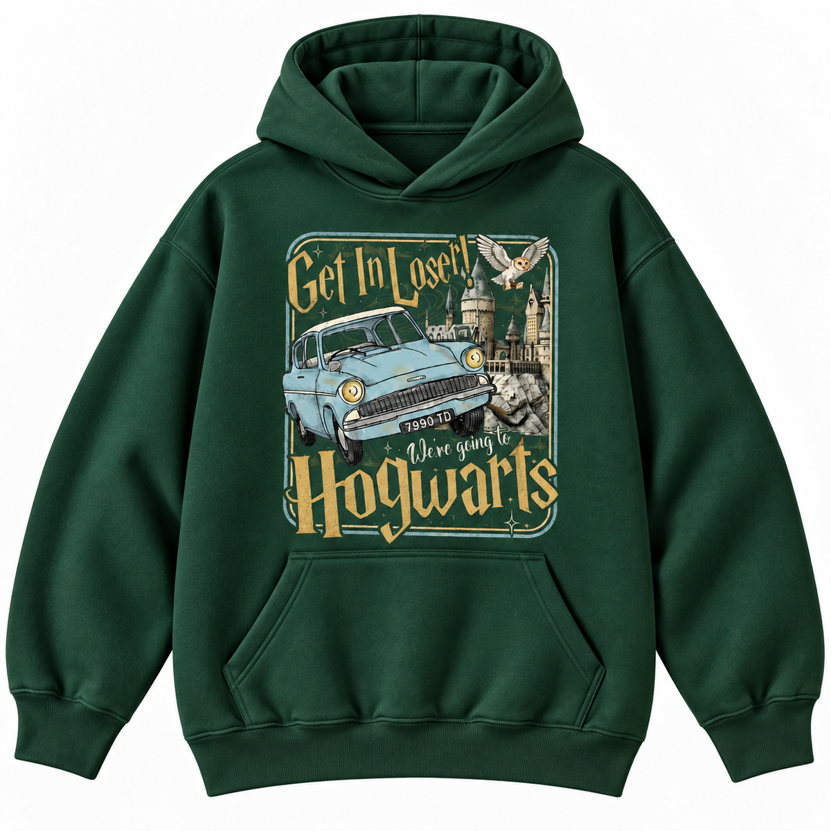 Vintage Magic Flying Car Castle Graphic Apparel