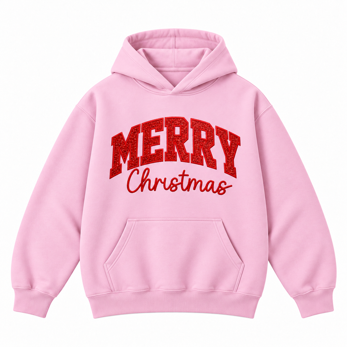 Merry Christmas Glitter Embroidered Holiday Apparel