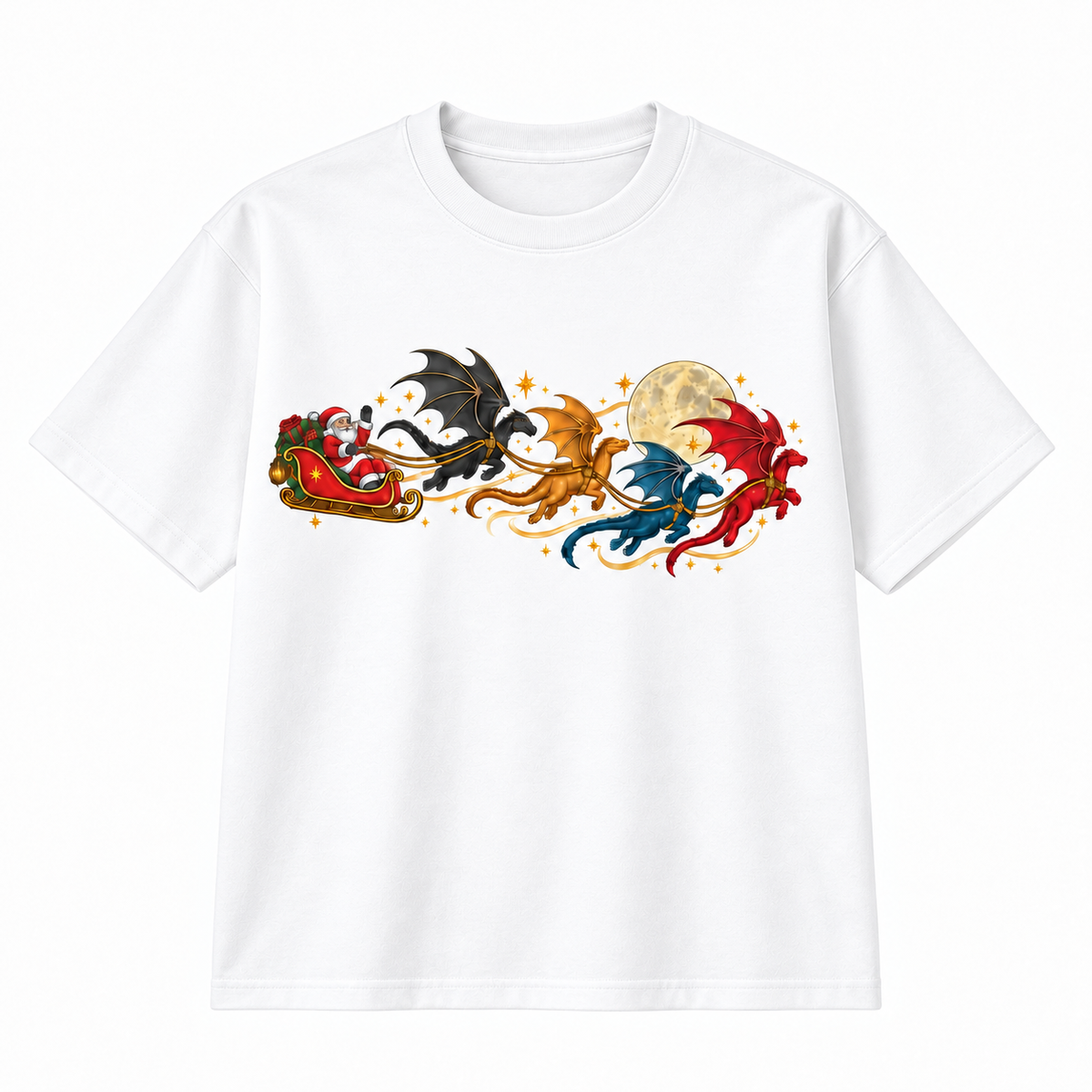 Santa Dragon Sleigh Christmas Graphic Apparel