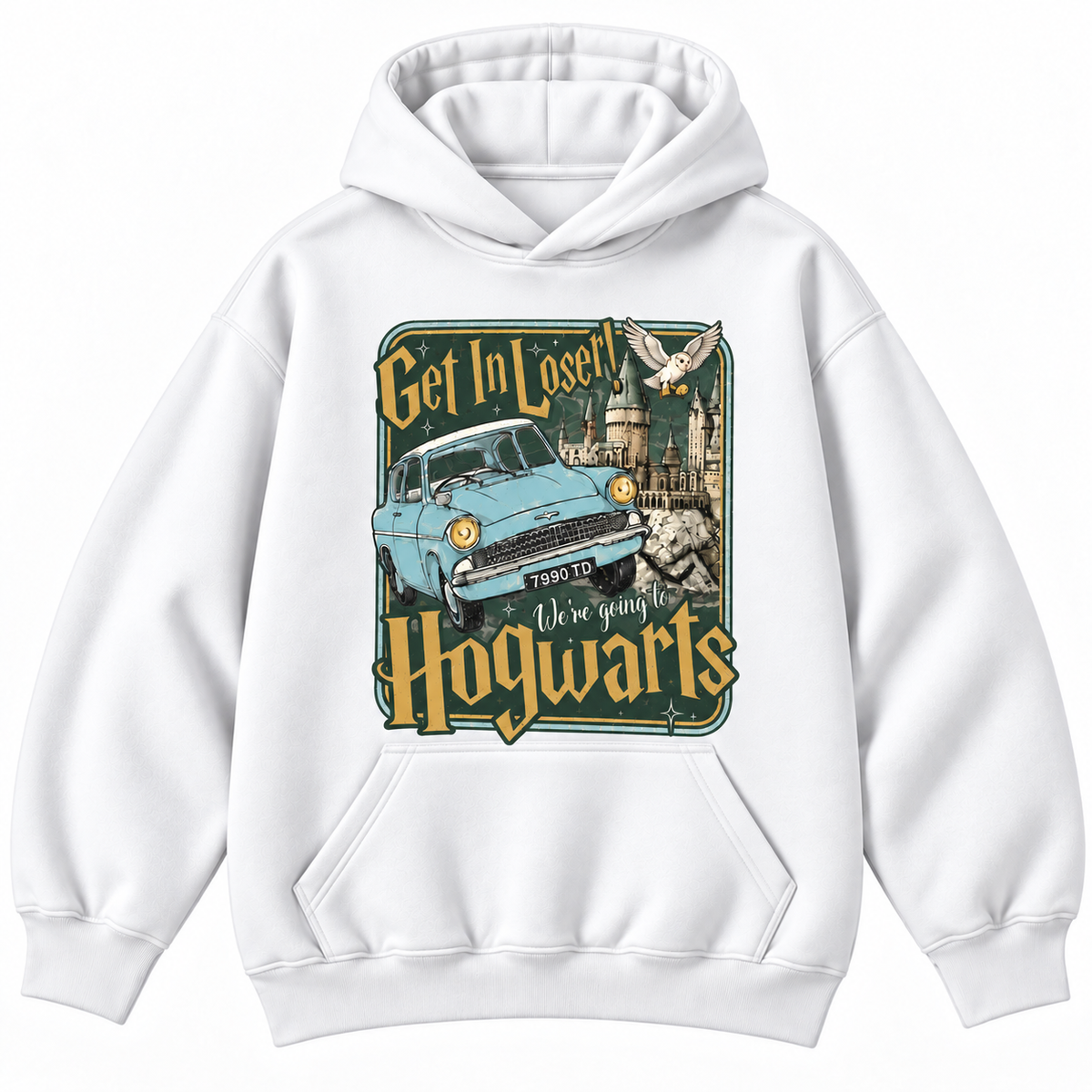 Vintage Magic Flying Car Castle Graphic Apparel