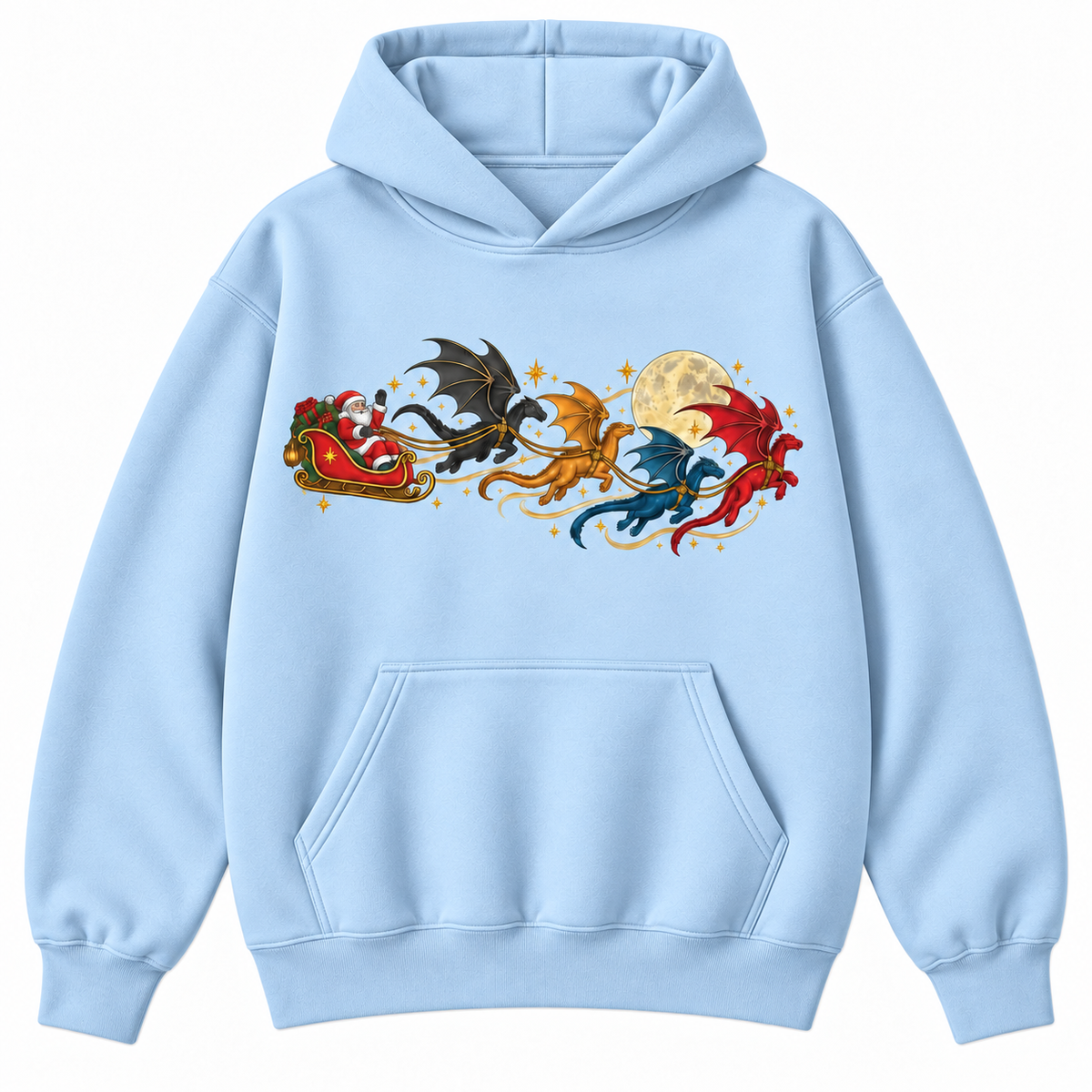 Santa Dragon Sleigh Christmas Graphic Apparel