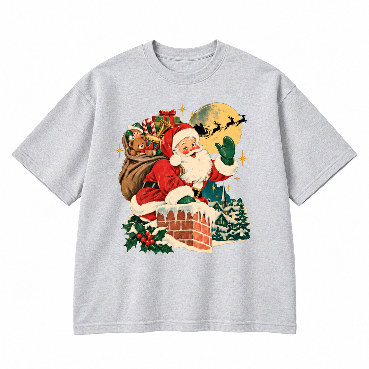 Vintage Santa Christmas Night Graphic Apparel