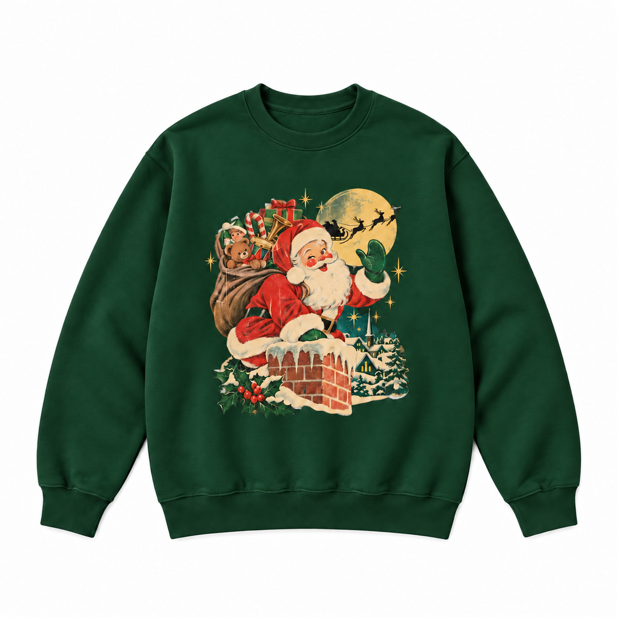 Vintage Santa Christmas Night Graphic Apparel