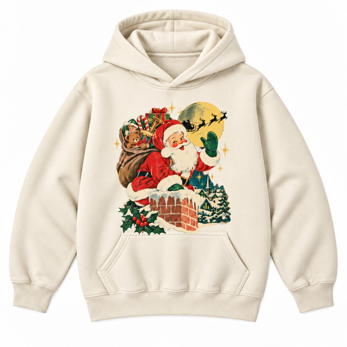 Vintage Santa Christmas Night Graphic Apparel