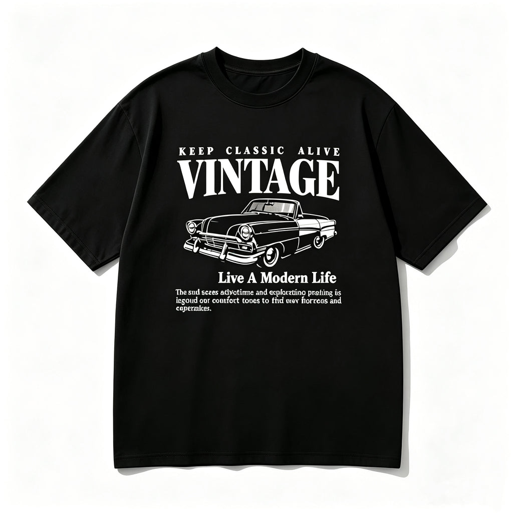 KEEP CLASSIC ALIVE VINTAGE CAR GRAPHIC T-SHIRT