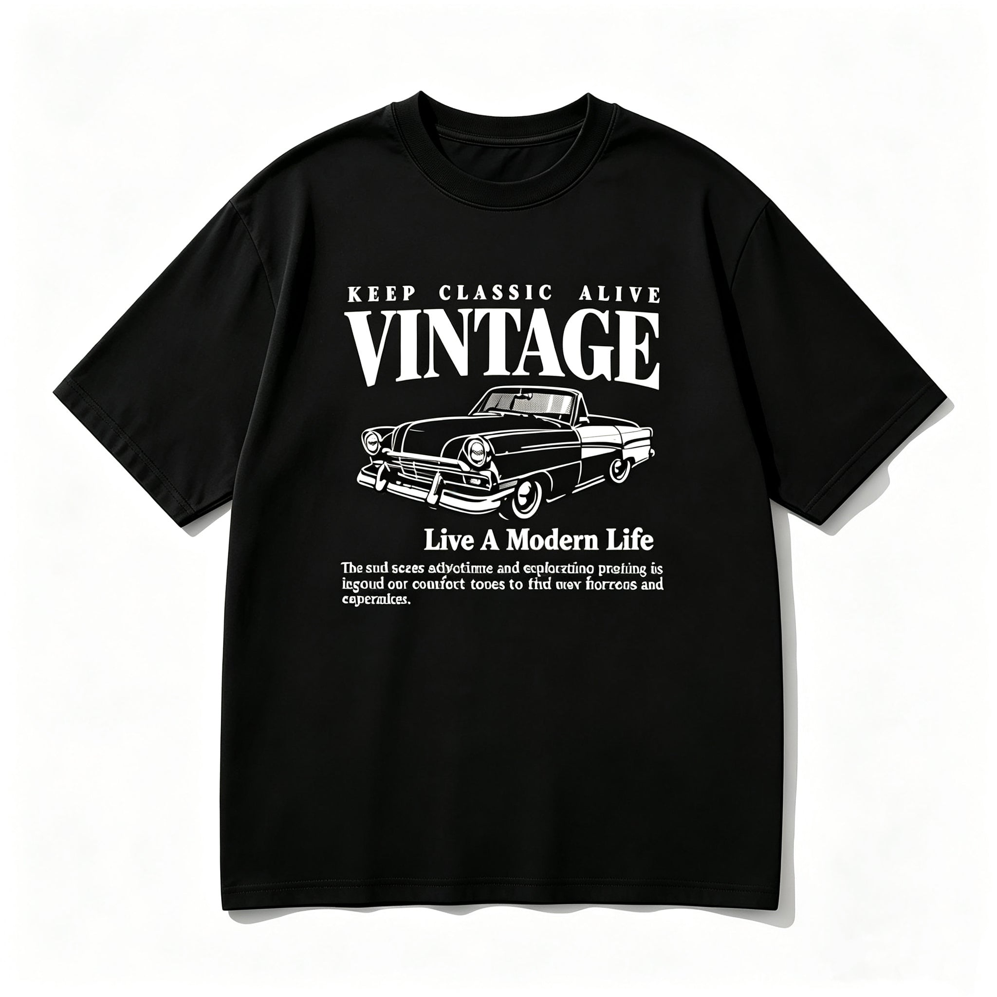 KEEP CLASSIC ALIVE VINTAGE CAR GRAPHIC T-SHIRT