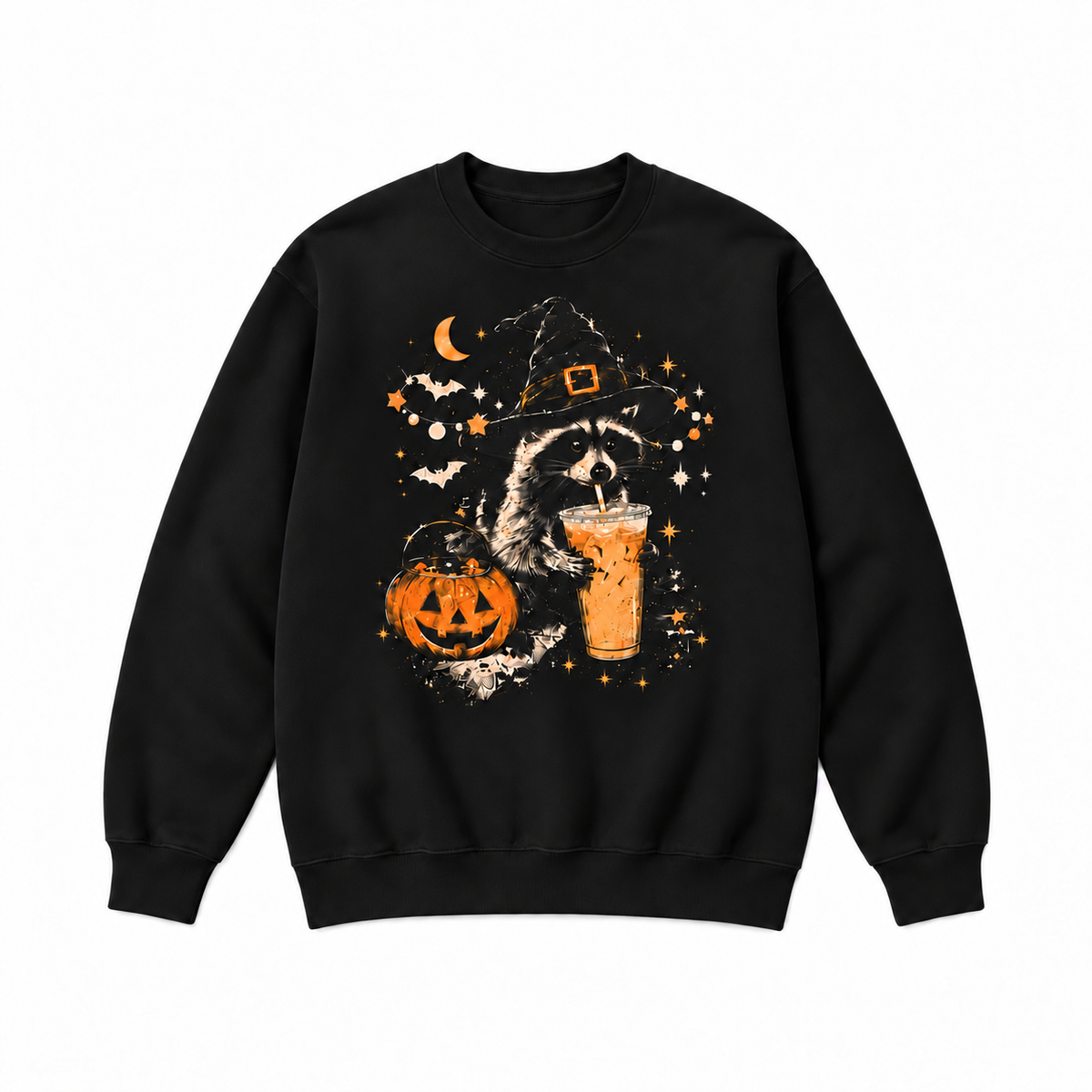 Halloween Raccoon Witch Retro Graphic Apparel