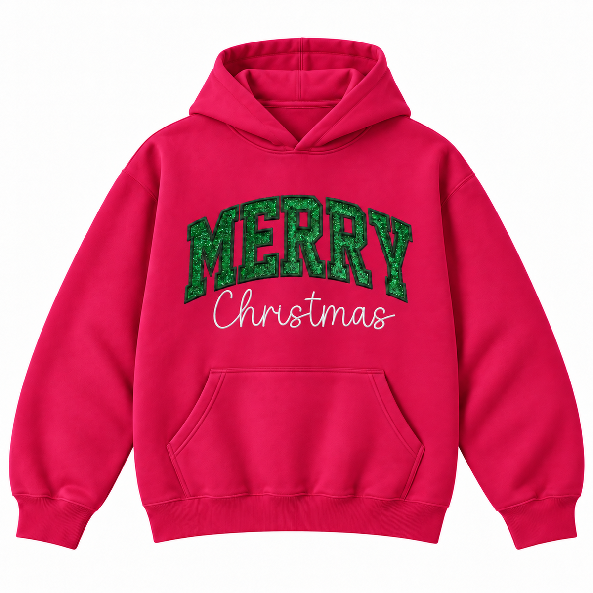 Merry Christmas Glitter Embroidered Holiday Apparel