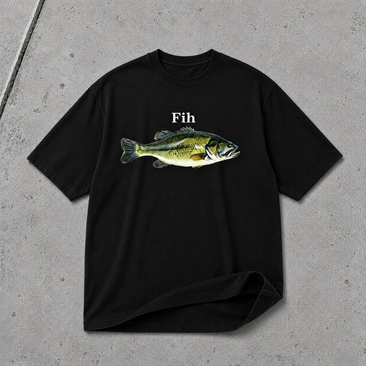 Fish oversized graphic T-shirt black tee