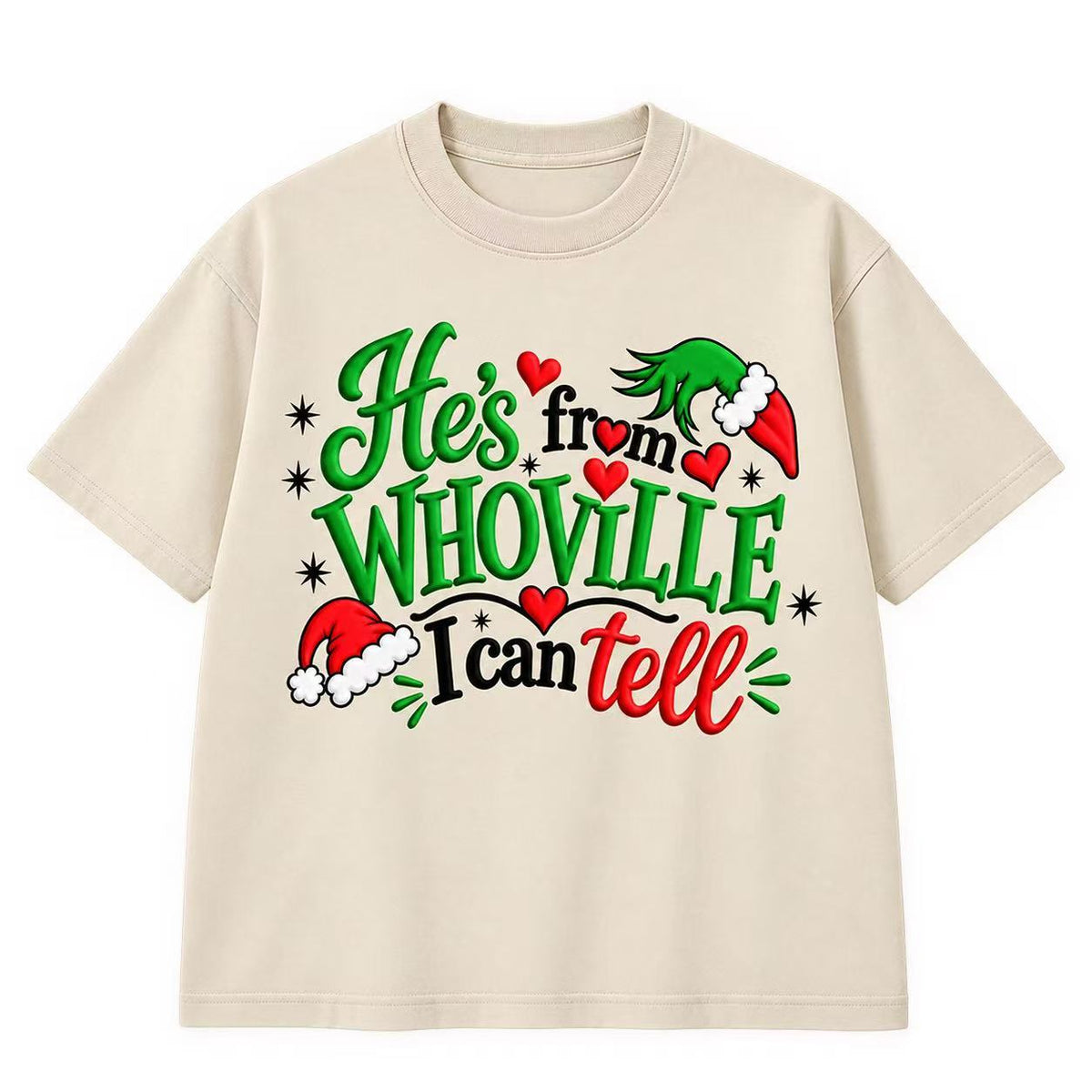 He’s From Whoville I Can Tell Embroidered Christmas Sweatshirt & Hoodie