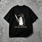 Flight Was Never An Option funny penguin graphic T-shirt black tee
