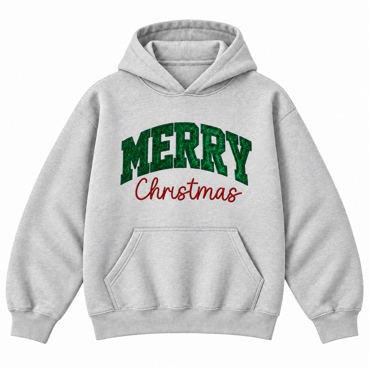 Merry Christmas Glitter Embroidered Holiday Apparel