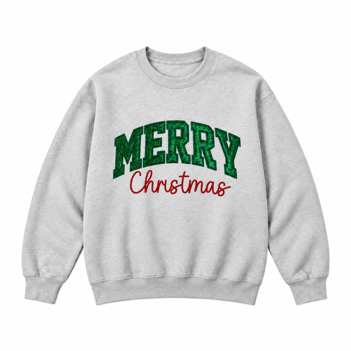 Merry Christmas Glitter Embroidered Holiday Apparel