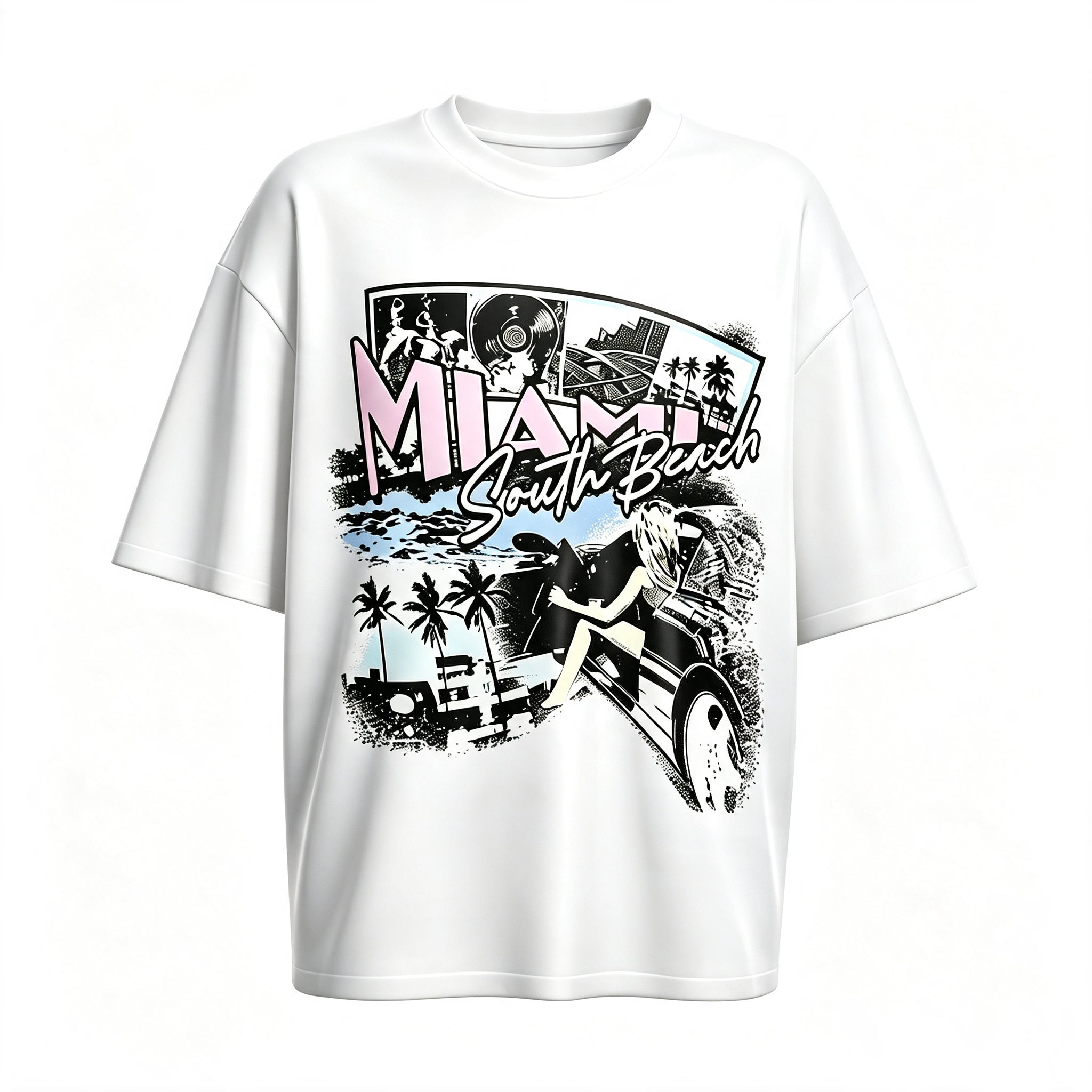 MIAMI SOUTH BEACH VINTAGE-STYLE GRAPHIC T-SHIRT