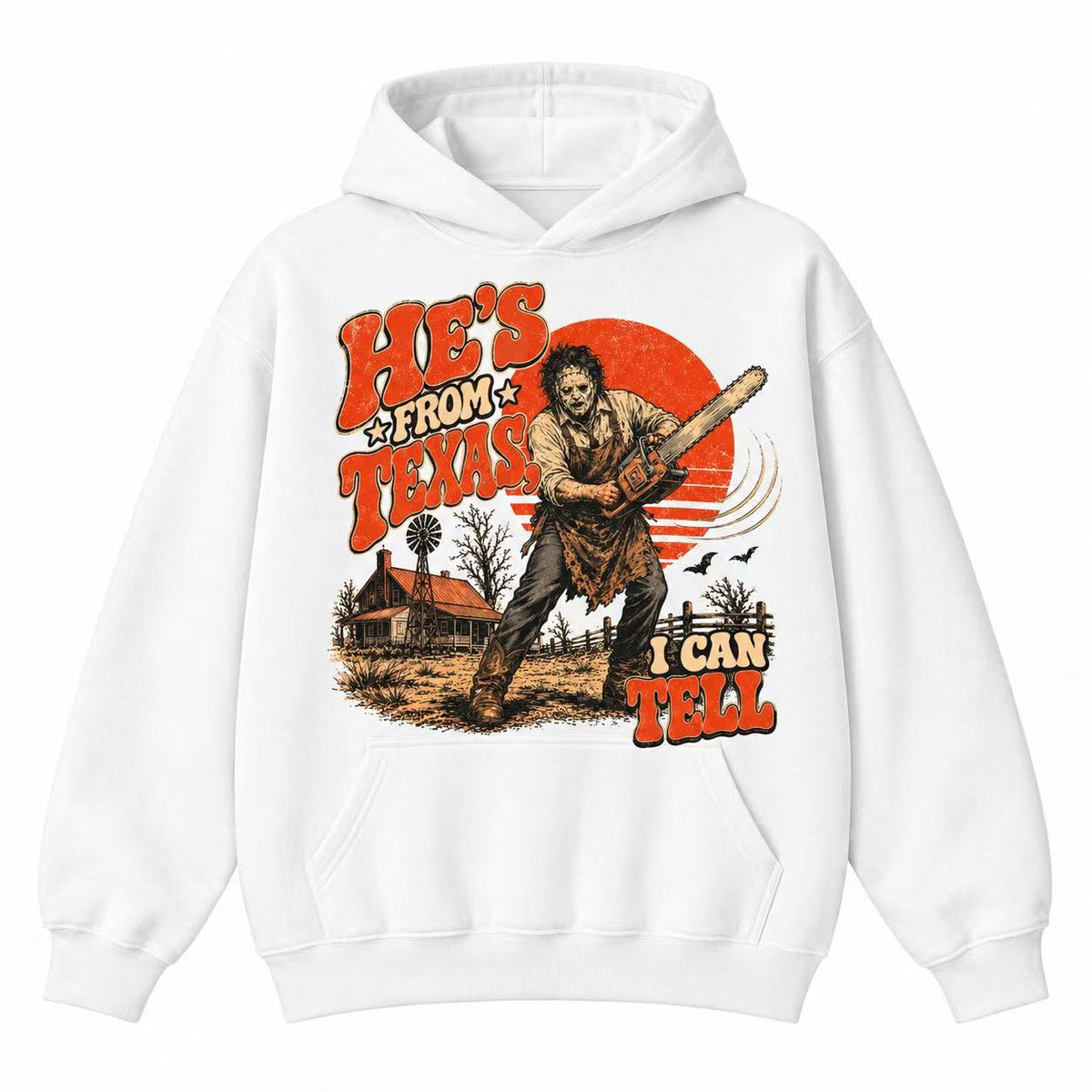 HE’S FROM TEXAS Retro Horror Sweatshirt & Hoodie