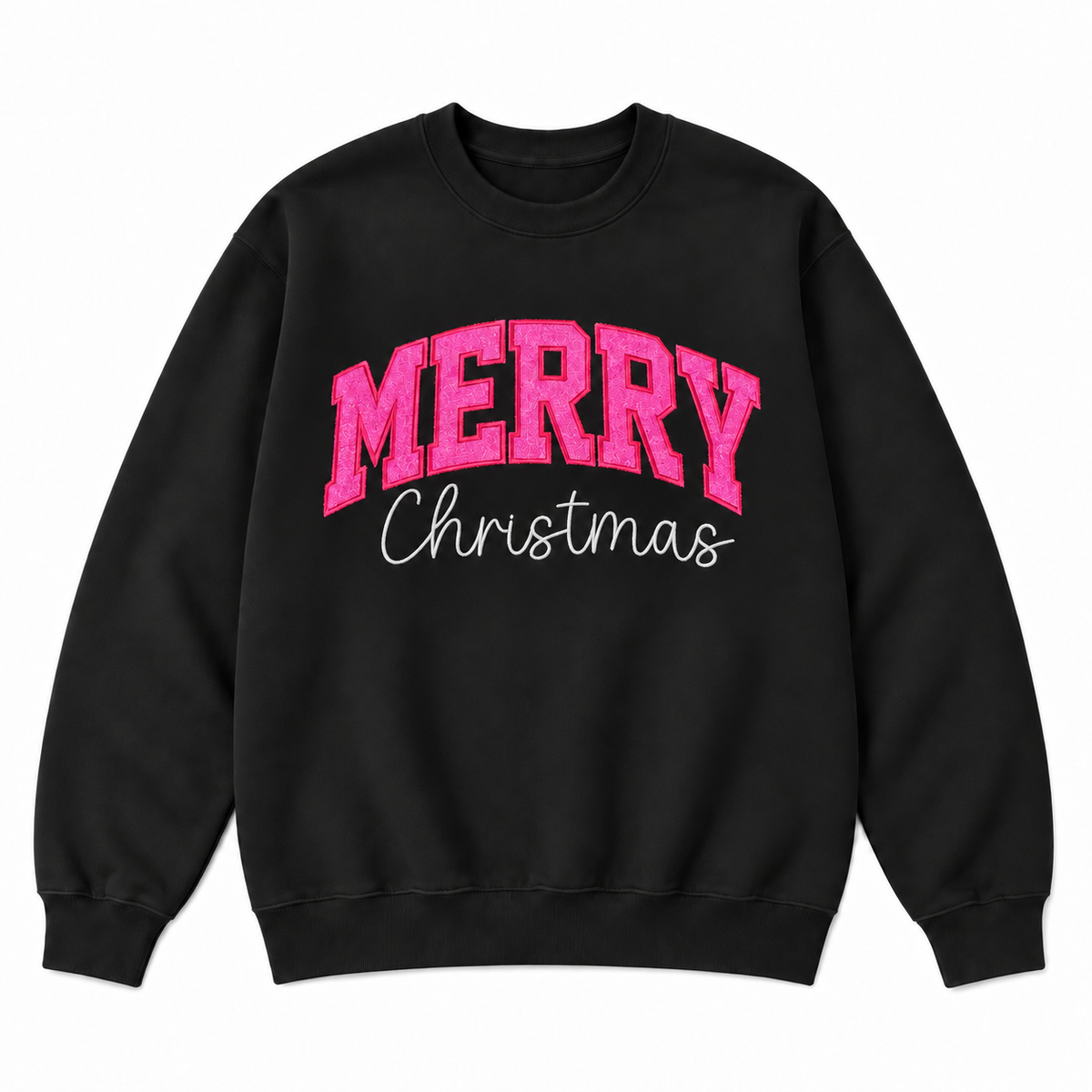 Merry Christmas Glitter Embroidered Holiday Apparel