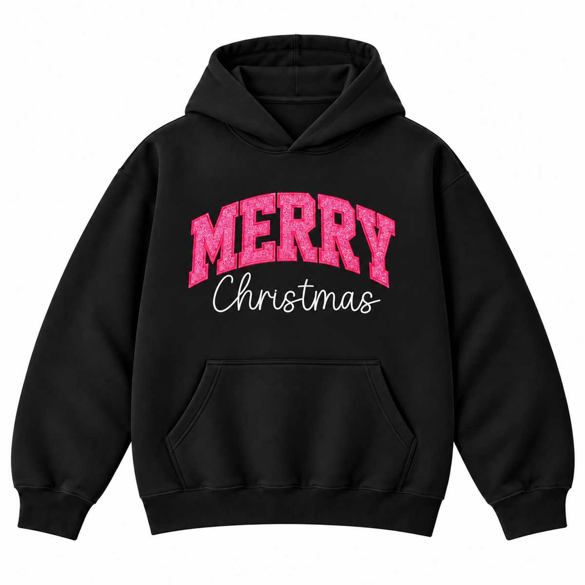 Merry Christmas Glitter Embroidered Holiday Apparel
