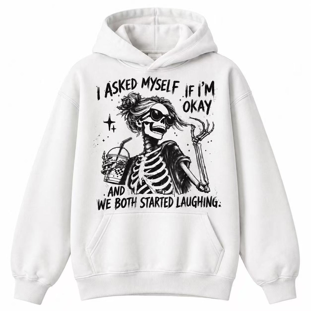 I Asked Myself If I’m Okay Retro Skeleton Sweatshirt & Hoodie