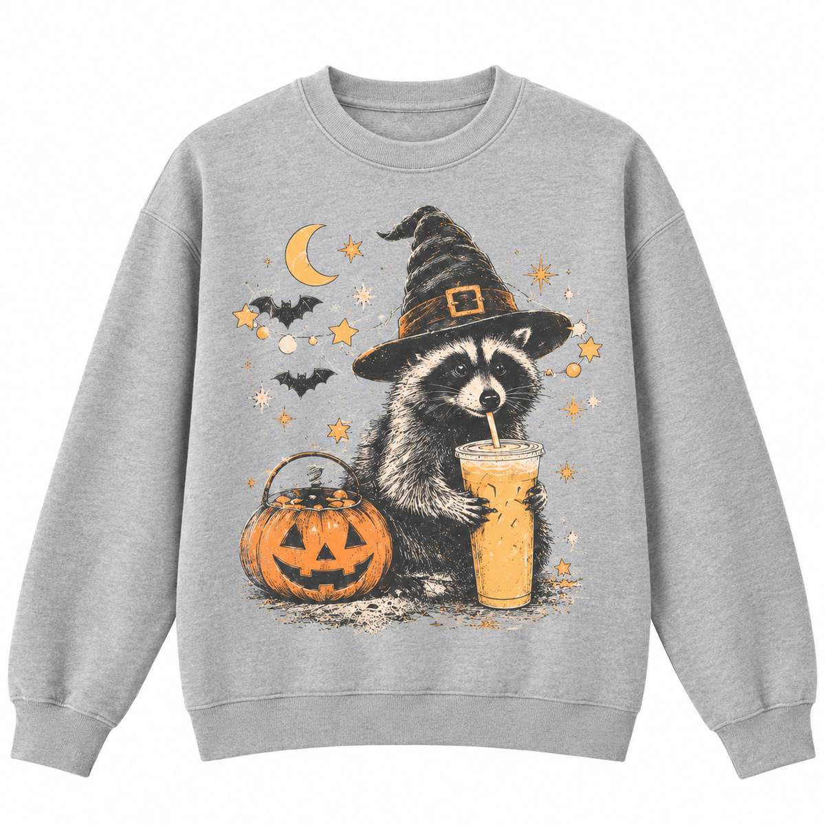 Halloween Raccoon Witch Retro Graphic Apparel