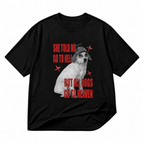 All Dogs Go to Heaven black graphic T-shirt on pure white background